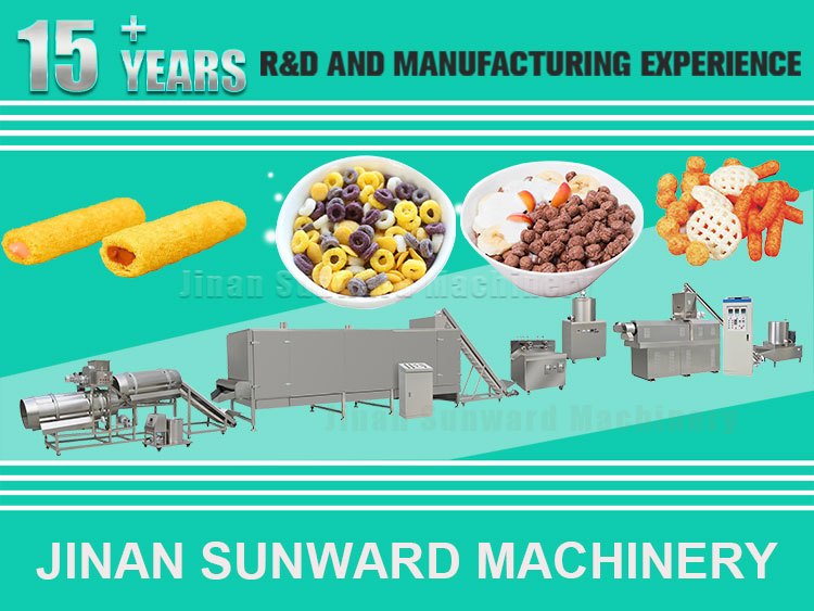 Snack food corn flour made fruit loops extruder machine