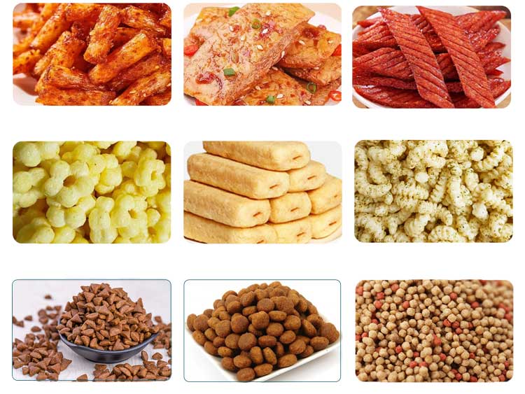 Tri-screw food extruder machine making casual snack spicy strips